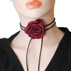 Collier ras du cou gothique fleur grande Rose, chaîne de clavicule pour femmes, collier réglable Sexy, accessoires de bijoux de Mariage