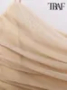 ONKOGENE Frauen Mode Gedruckt Tüll Drapierte Midi Kleid Sexy Gerade Hals Dünne Träger Weibliche Kleider Vestidos Mujer 240313