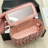 Designer Women 22a Tweed Mini Trunk Vanity with Chain Bag France Multi Luxury Brand Quilted Shoulder Bags Lady Makeup Case Cosmetic Box Crossbody Handbag Mirror