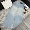 Pantalon en Denim classique pour femmes, Jean de styliste avec lettres strass, Streetwear, taille haute, Style de rue