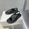 Casual Schuhe Strand Für Frauen Sommer Est Echtes Leder Plattform Gladiator Sandalen Kreuz-gebunden Flache Designer Slip-on Sandalen