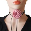 Collier ras du cou gothique fleur grande Rose, chaîne de clavicule pour femmes, collier réglable Sexy, accessoires de bijoux de Mariage