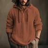 Men Shirts Hoodie Blouse Long Sleeve Buttons Pullover Solid Comfortable Cotton Linen Casual Loose Holiday Male Tee Tops 240304