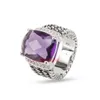 Bagues Vintage en Zircon violet, nouvelle Collection, 16x12mm, anneau torsadé multicouche, cadeau du jour commémoratif pour dames