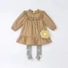 DB1221161 dave bella spring baby girls fashion plaid dress with a small bag party children girl infant lolita 2pcs clothes 240311