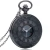 Vintage Charm Black Unisex Fashion Roman Number Quartz Steampunk Pocket Watch Women Man Necklace Pendant with Chain Gifts279h