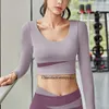 Koszulki sportowe z długim rękawem Fiess Yoga Wear Color Blocking Top Sportsła dla kobiet na siłowni żeńska slim fit thirt thirt