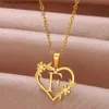 Conjuntos de joyas de boda Collar de iniciativas de flores delicadas doradas Collar de letras de corazón de acero inoxidable para mujer Mejor collar de letras Q240316