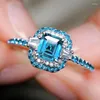 Wedding Rings Huitan Fresh Style Sky Blue Cubic Zirconia For Women Gorgeous Engagement Party Lady Elegant Female Jewelry