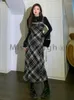 Robes de travail French Elegant Plaid Two Pieces Set Femmes Patchwork Y2K Vintage Robe Suit Femelle Corée Fashion Casual Retro 2024 Hiver