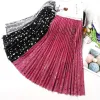 Dresses 2023 Spring New Arrival Bright Silky Pleated Skirt High Waist Faldas Largas Elegantes Heart Print Ladies Skirts Free Shipping