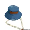 Nouveau chapeau de pêcheur à lettre correcte du designer Luo Jia, à la mode et sans parasol, style paresseux, épissure en cuir véritable, forme stable AX6V CRQU