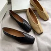 Zapatos informales de piel auténtica para mujer, planos con punta cuadrada concisa de Color sólido, sin cordones, transpirables, Ballet elegante