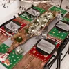 Tischsets, Weihnachts-Tischsets, karierte Schneeflocke, Weihnachtsmann, Pad, Tasse, Esszimmer, Küche, Tischset, rutschfeste Heimdekoration