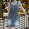 Klassisk denimklänning Designer klänningar Kvinnor Spring Letter Splicing Slim Womens Suspender kjol tvättade fickor denim klänningar asiatisk standard