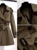 Spring Fashion Trench Coat for Women Mid Length British Style Versatile High Street Waistband Jacket Comfortable Soft Coats 240329