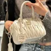 Design handbag clearance sale Mujia 2024 New Boston Pleated Bag Popular Internet High Handheld Shoulder