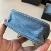 Portamonete con tracolla a catena in denim con motivo diamante check Hardware dorato Borsa per trucco I regali VIP hanno una confezione