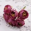 Flores decorativas 60pcs 3.5cm seda chá rosa artificial camélia artesanato falso para cabelo guirlanda corsage scrapbooking festa decoração de casamento