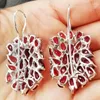 Dangle Earrings Natural Garnet Luxury Style Big Drop Earring 925 Sterling Silver 1ct 8pcs 0.4ct 38pcs Gemstone Z962809