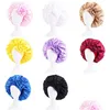 Beanie / Skull Caps Grande Cetim Banda Larga Cor Sólida Chapéu de Noite com Flor para Mulheres Menina Elastic Sleep Caps Headwear Home Hair Care Fa Dhf0O