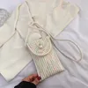 Mini borsa per cellulare da donna in paglia intrecciata Nuova borsa a tracolla mini a tracolla in tessuto All-match Sweet Lady