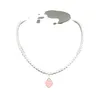 Tifaniym classic Enamel Love 925 Silver T Family Necklace ins Wind Drip Glue Heart 4mm Round Beads Buddha Peach Female