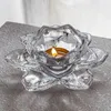 Bougeoirs Cristal Fleur Figurine Maison Décoration De Mariage Verre Clair Lotus Artisanat Bougeoir Titulaire Ornements De Table Cadeaux Souvenirs