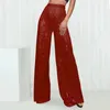 Women's Pants Women Sequin Fashion High Waist Sparkle Glitter Wide Leg Joggers Streetwear Party Clubwear Trousers Pantalones