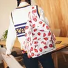 School Bags Fresh Style Fruit Strawberry Print Backpack Pink Bow Girl Bag Travel