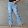 Jeans pour femmes Femmes Y2K Coréen Baggy Grande Taille Pantalon Large Taille Mollet Trou Pantalon Stretch Vêtements 2024