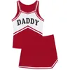 Womens Sleeveless Cheerleading Outfit Cheerleader Suit Letters Printed Vest with Short Skirt Set Cosplay Party Role Play Costume 240305