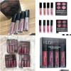 Lip Gloss 4Pcs/Set Matte Liquid Lipstick Lip Gloss Non-Stick Cup Rouge A Levre Lipgloss Maquillaje Set Drop Delivery Health Beauty Mak Dhrs6