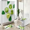 Shower Curtains Lemon Fruit Shower Curtains Kiwi Orange Ice Cube Summer Theme Bathroom Decor Non-Slip Carpet Toilet Cover Bath Floor Mat Sets Y240316