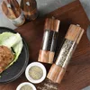 Acrylic Wooden Salt And Pepper Grinder Set Wood Mills Adjustable Coarseness Ceramic Spice Mortar Shaker 230308