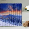 Shower Curtains Snow Mountain Forest Scenery Shower Curtain Winter Natural Landscape Photography Bathroom Decor With Hook Waterproof Curtains Y240316