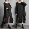 Casual Dresses Japanese Yamamoto Dark Black Style Patchwork Mesh Irregular Chic Vintage Autumn Dress Street Fashion Women Spring