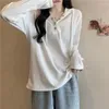 Kvinnors T-skjortor huva t-shirts kvinnor våren koreansk stil tees fasta långa ärmar mjuka andningsbara gatekläder all-match fritid chic grundläggande grundläggande