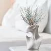 Ceramic Body Vase European Creative Ceramic Face Vase Modern Table Decorative Flower Vases Office Home Art Decoration 240306