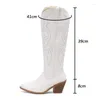 Buty Ahhlsion Przyjazd Kobiety Zimowe kolano poślizg na masywnych obcasach spiczasty palec palec ładne brązowe buty imprezowe US ​​plus size 4-16