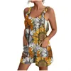 Combinaisons d'été pour femmes, salopette multicolore, col rond, sans manches, barboteuse décontractée avec poches, combishort, 240307