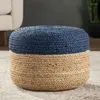 Poduszka Pouf Jute ręcznie robiona naturalna pleciona 18 "x18" x12 "beżowa okładka okrągła