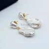 Dangle Chandelier Genuine Baroque Womens Earrings Drop Shape White Natural Freshwater Pearl Pendant Handmade Fashion Jewelry 24316