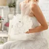 Party Decoration Wedding Ring Pillow White Lace Crystal Rose Heart Box Holder