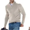 Men'S Polos Autumn Winter Mens T-Shirt Warm Long Sleeve V-Neck Fleece Zipper Casual Top Men Clothing S-5Xl C0052240228 Drop Delivery Otuj4