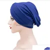 Beanie/Skull Caps Lady Lady Stretchy Turban Cross Beanie Hat Head Rap Solid Color Bandana Caps Headwear Fashion Accessories Drop del dhrmx