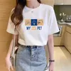 2024 여름 느슨한 면화 여성 흰색 짧은 슬리브 티셔츠 한국 에디션 New Round Neck Top Bottom