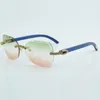 Fashion-cut lens klassiek boeket diamanten zonnebril 8300817 met natuurlijk blauw hout armgrootte 18-135 mm