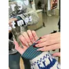 取り外し可能なピンクの長いコフィンプレス爪フルカバー偽ネイルウェアラブルラインストーン勾配バレリーナデザイン偽のネイル手作り爪中国語