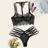 Soutien-gorge femme sexy lingerie chaîne d'amour en métal avec porte-jarretelles ensemble body femmes sous-vêtements porno déshabillé en dentelle Costume érotique